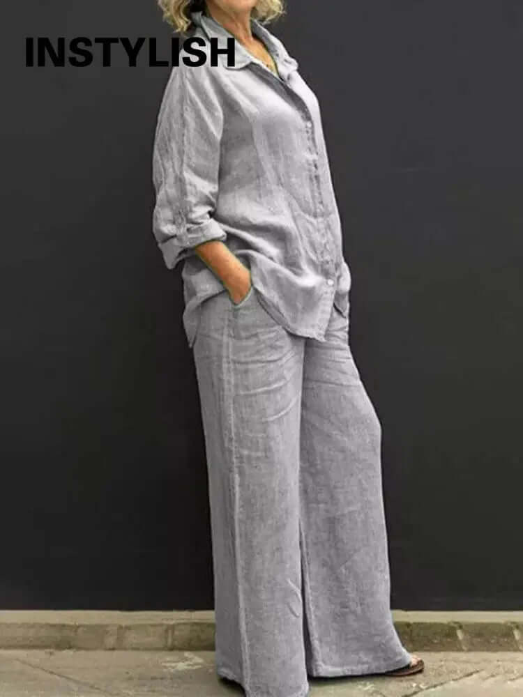 Women's Relaxed Shirt & Wide-Leg Trousers