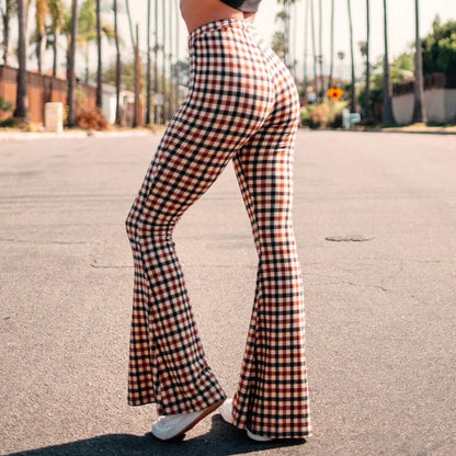 Checkered Flare Trousers - Chic and Modern