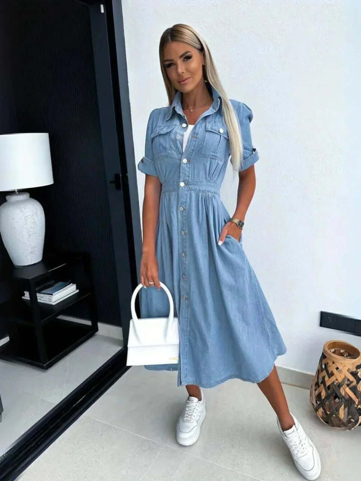 Cotton Denim Dress - Women's Versatile Outfit
