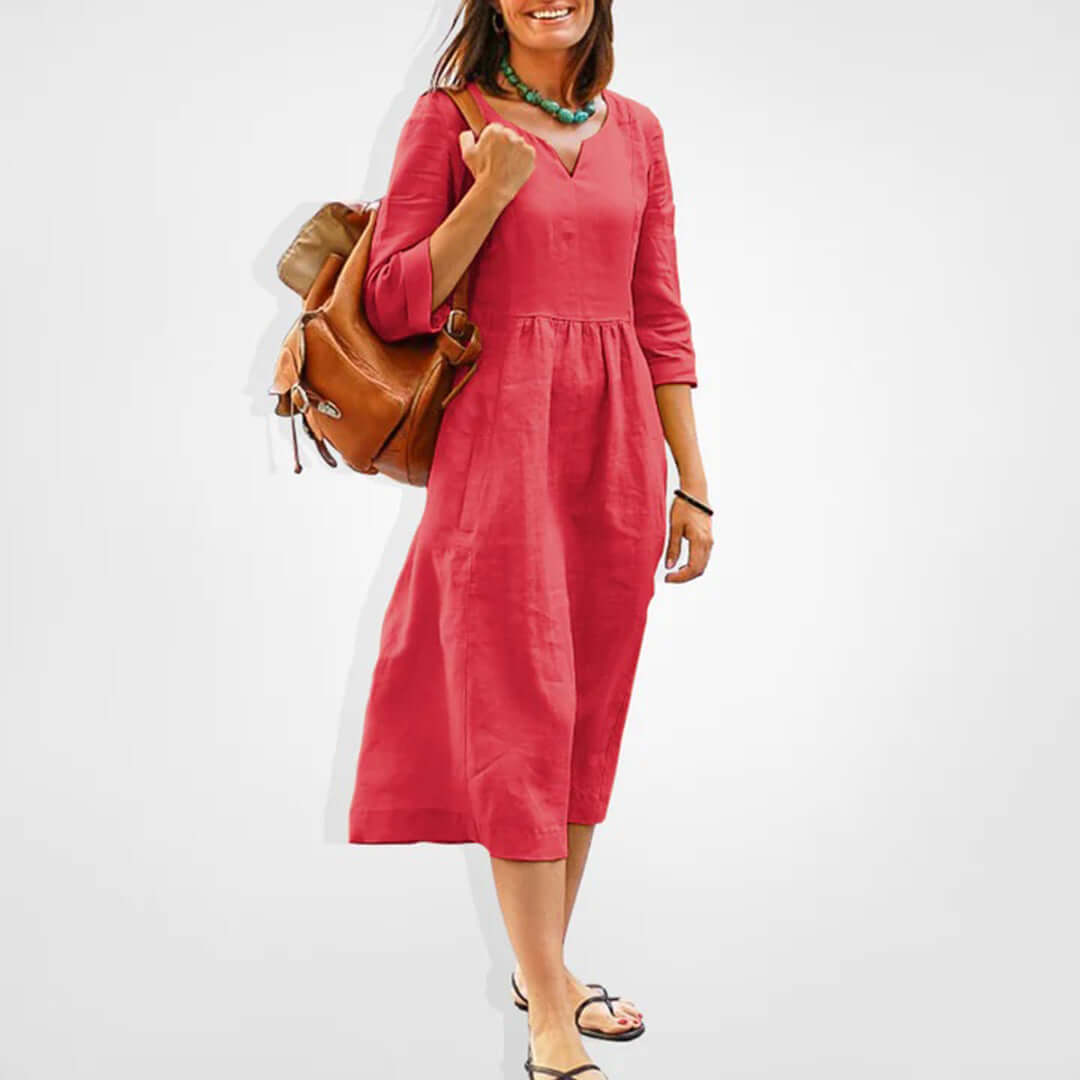 Women's Casual Midi Dress in Light Pink