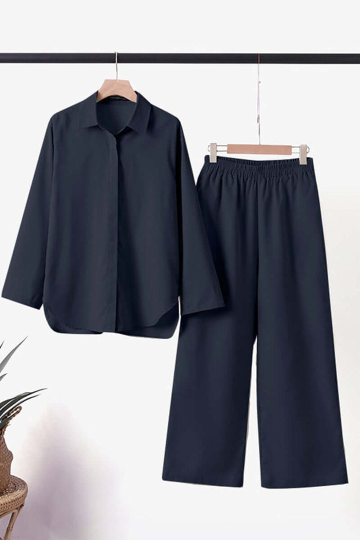 Women's Two-Piece Fold-Over Collar Set