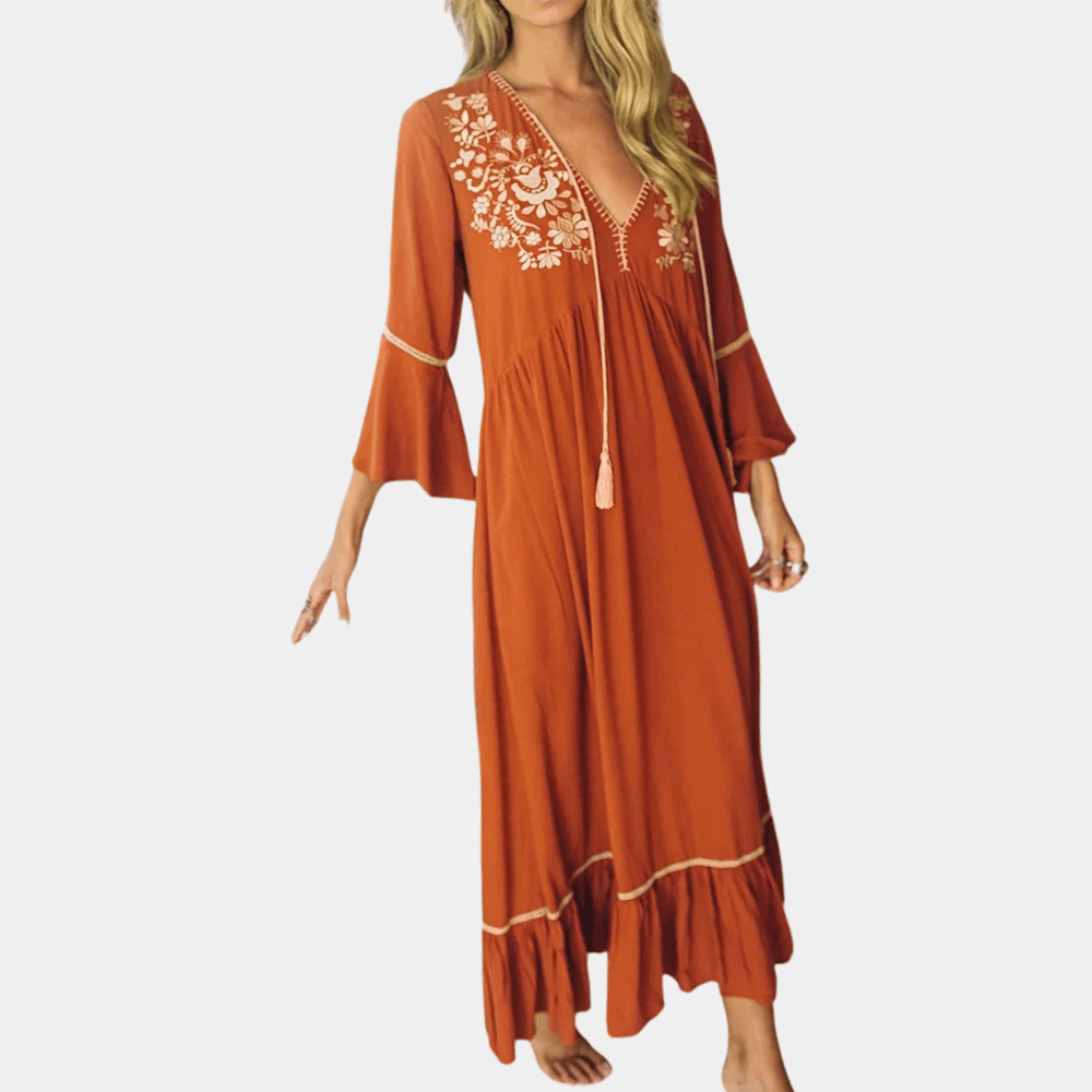 Plunging Neckline Maxi Dress
