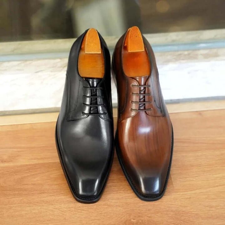 Men's Formal Leather Oxford Shoes with Closed Lacing