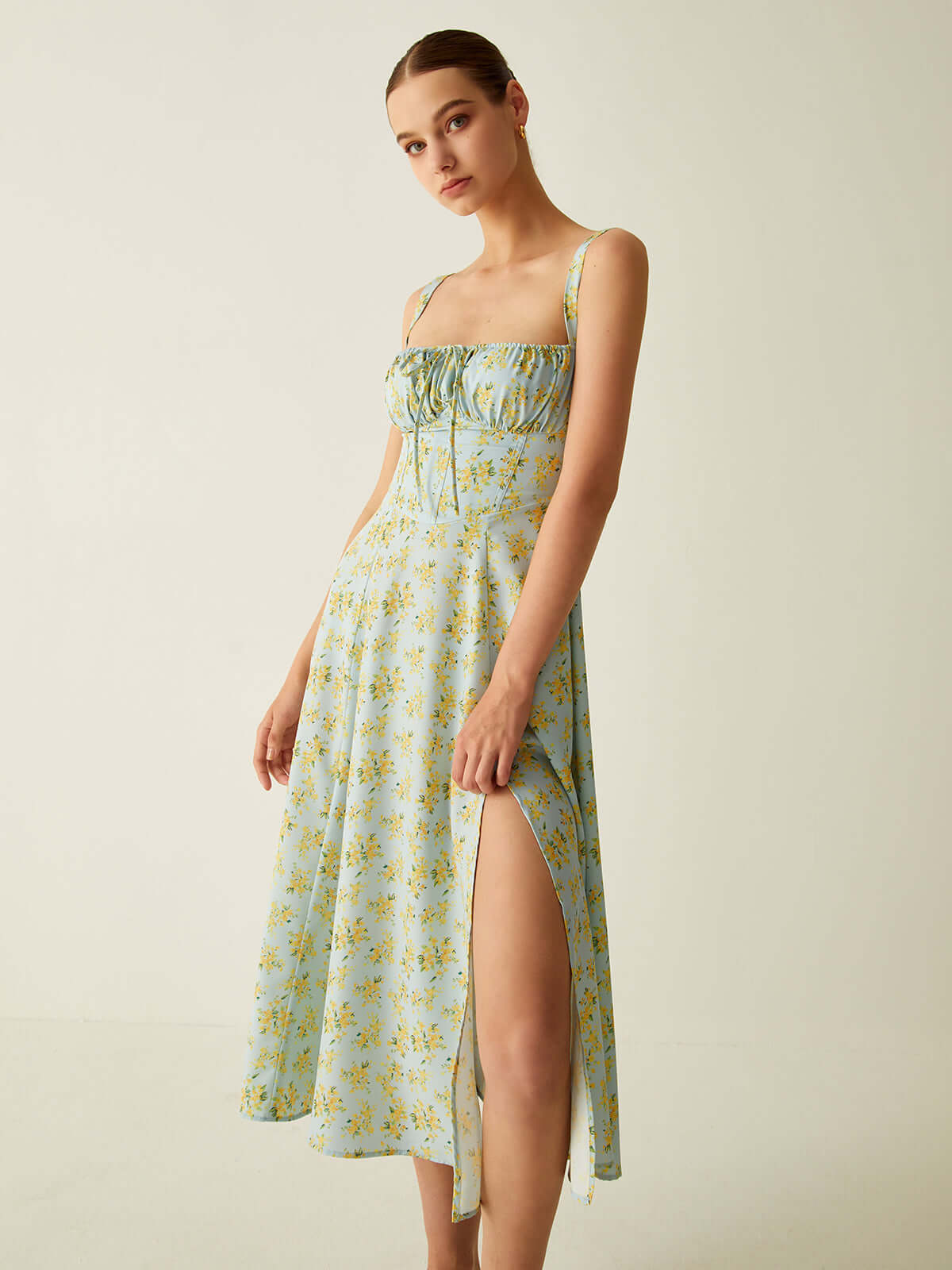 Floral Split Detail Midi Dress
