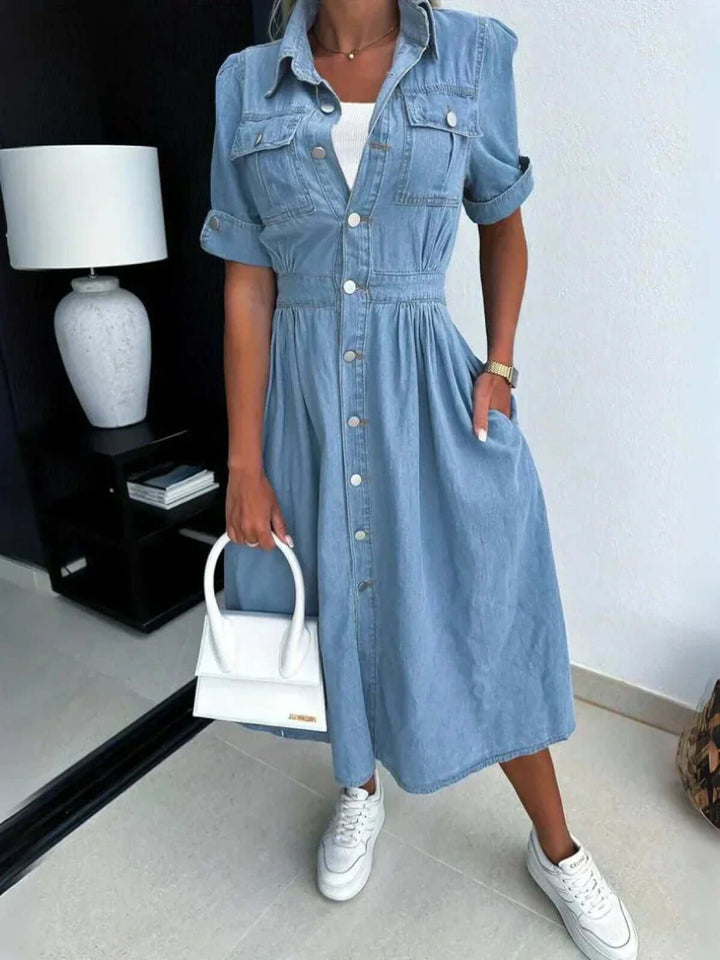 Cotton Denim Dress - Women's Versatile Outfit