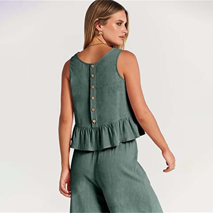 Women's Sleeveless Peplum Cropped Jumpsuit