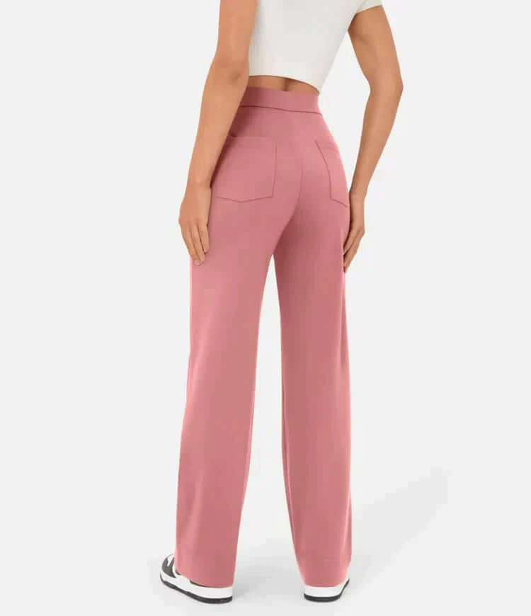 High-Waisted Straight Leg Trousers