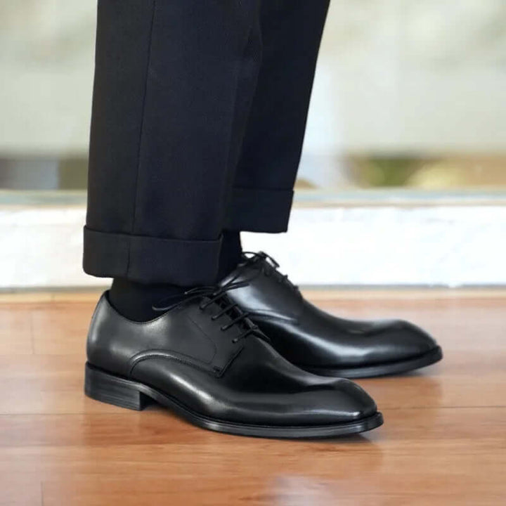Men's Formal Leather Oxford Shoes with Closed Lacing