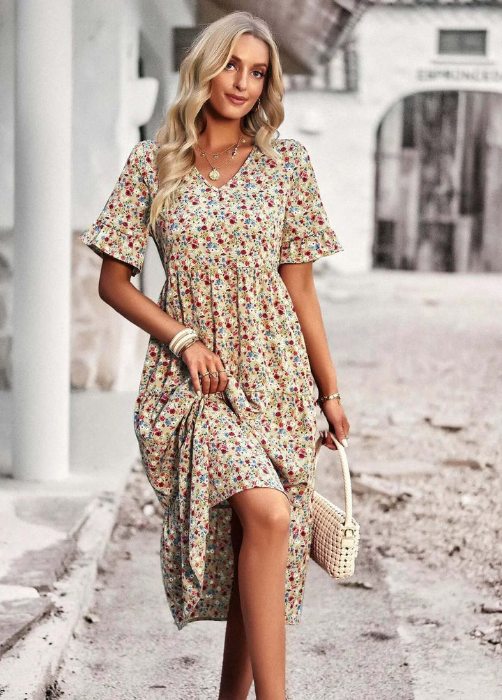 Floral Print V-Neck Dress