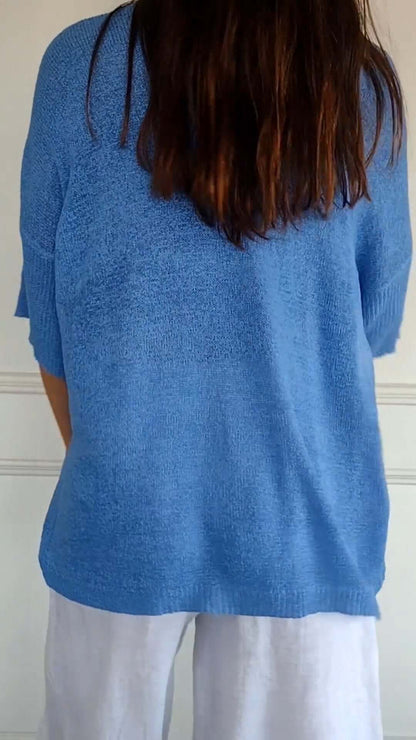 Women's Loose V-Neck Knitted Top