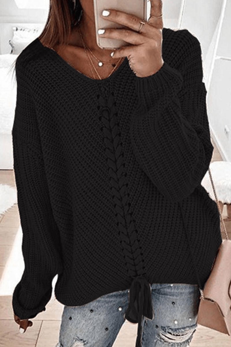 Women's Braided Detail Relaxed Fit Sweater