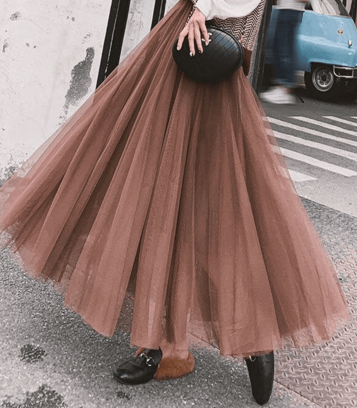 Women's Ankle-Length High-Waist Flowing Skirt
