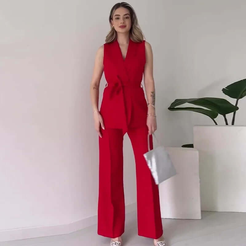Women's Sleeveless Wide-Leg Suit