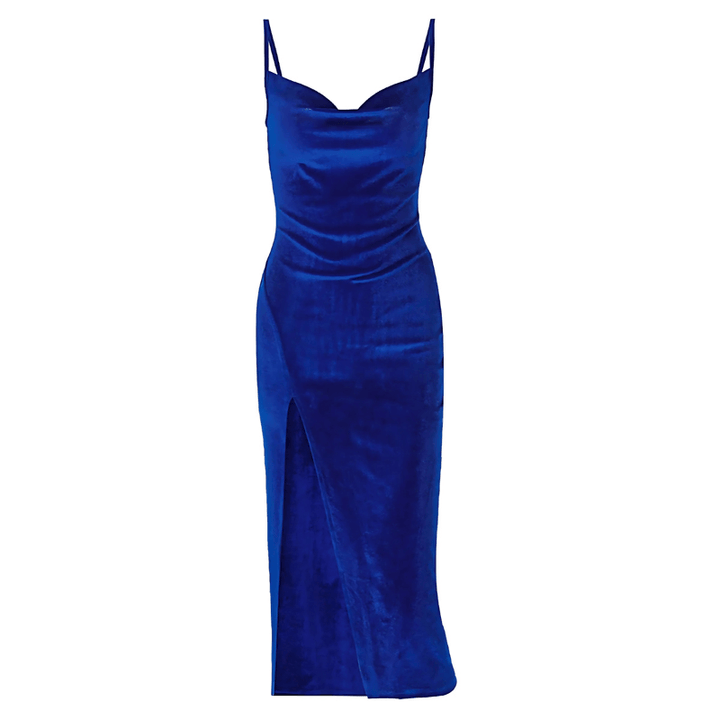 Velvet Maxi Dress with Slit - Elegant