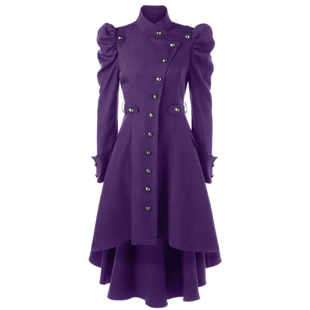 Women's Retro Midi Jacket with Standing Collar