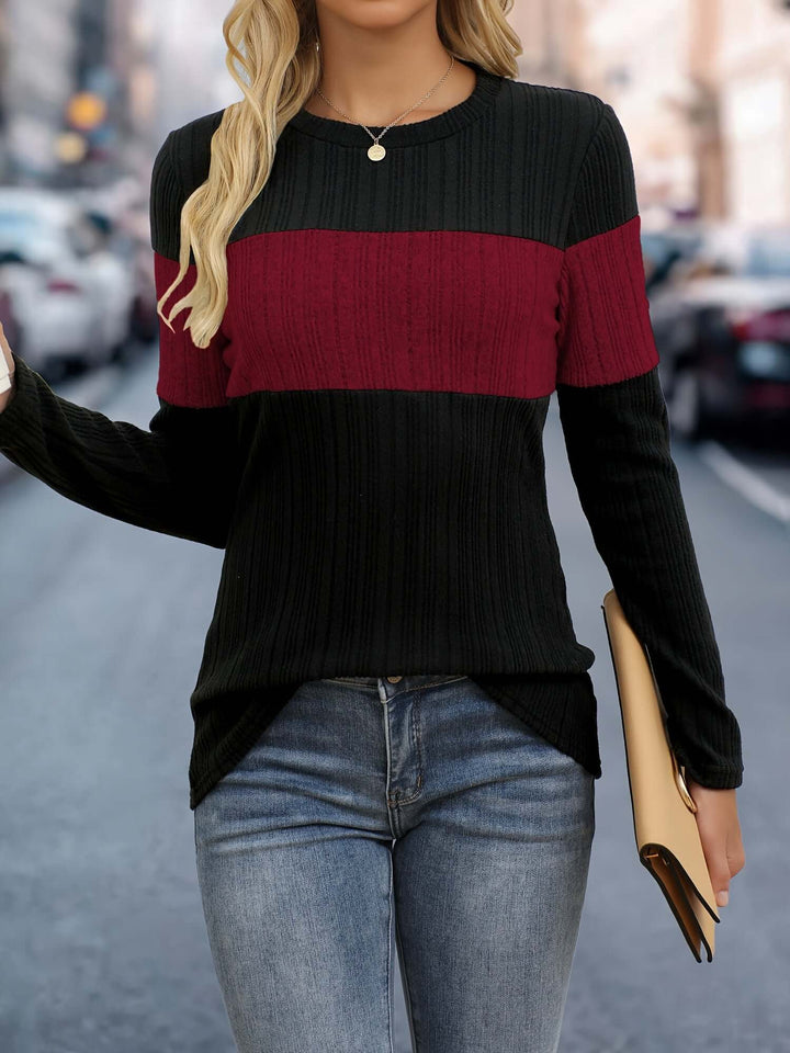 Women's Colour Block Ribbed Top