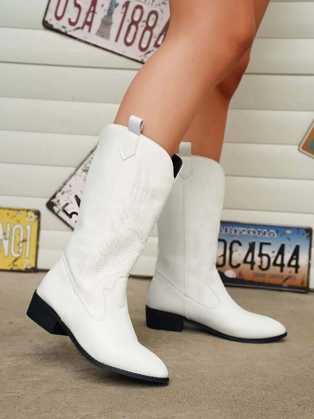 Women's PU Leather Cowboy Boots