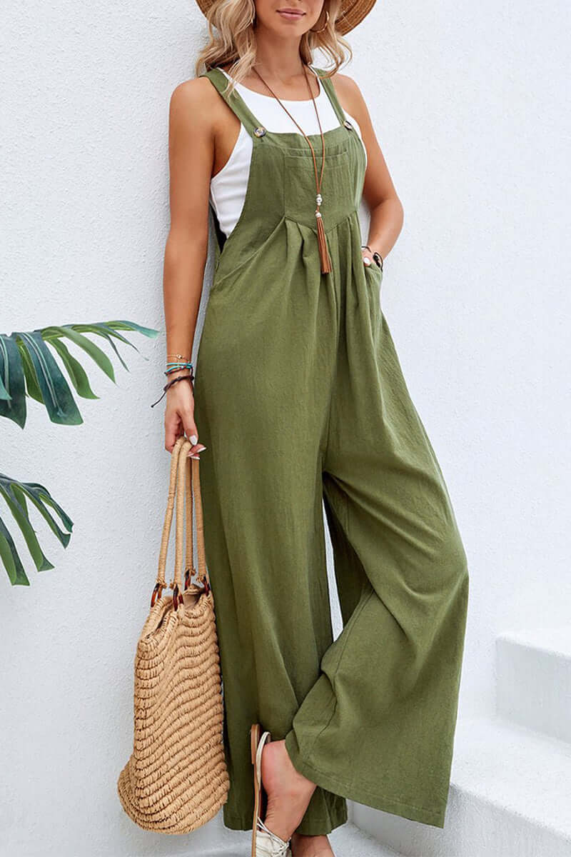 Women's Wide Neck Spaghetti Strap Jumpsuit