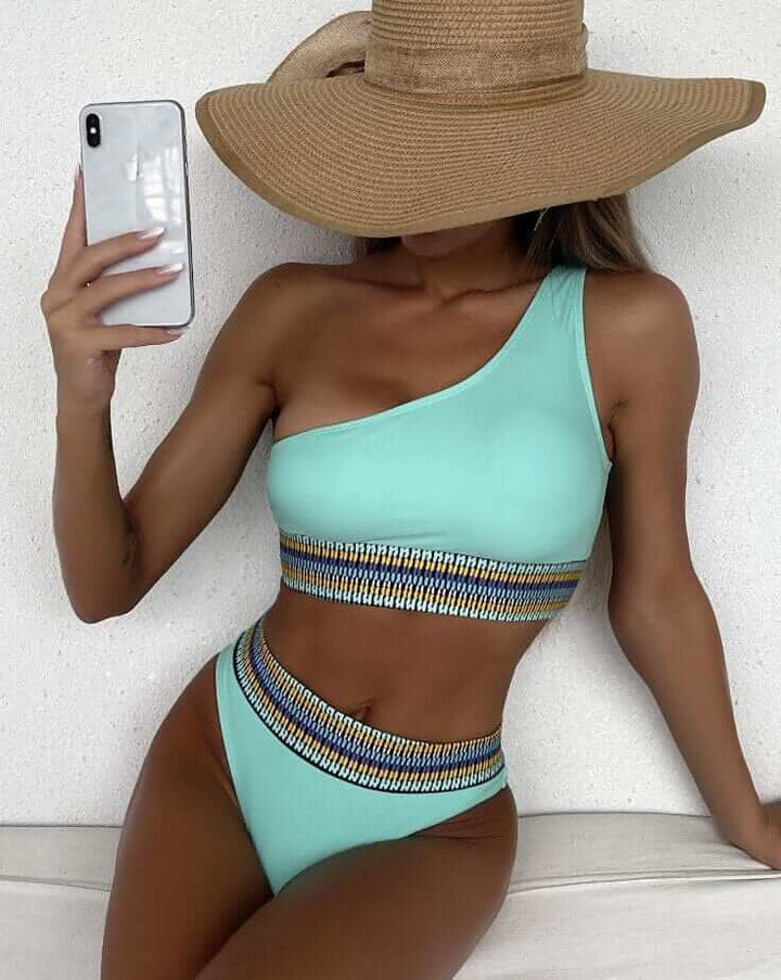 One-Shoulder Bikini Set - Women's Swimwear