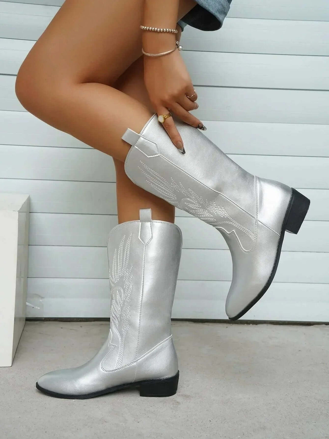 Women's PU Leather Cowboy Boots