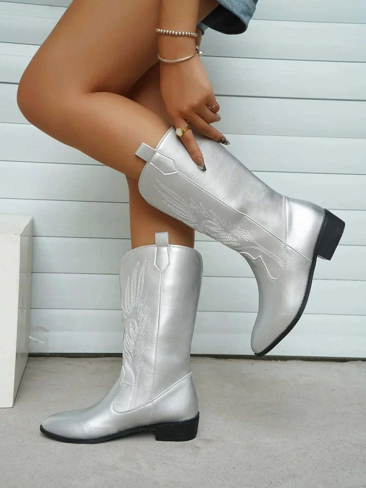 Women's PU Leather Cowboy Boots