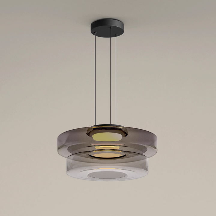 "Bauhaus style glass pendant light with sleek design enhances modern home decor, ideal for kitchens and living spaces."