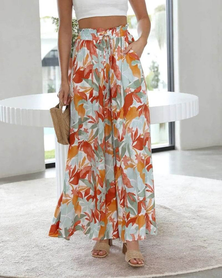 Women's Floral Wide-Leg Casual Trousers