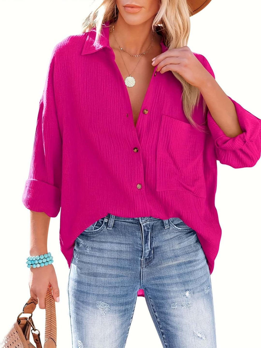 Women's Cotton Relaxed Fit Long Sleeve Shirt