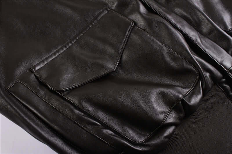 Men's Leather Jacket with Practical Pockets