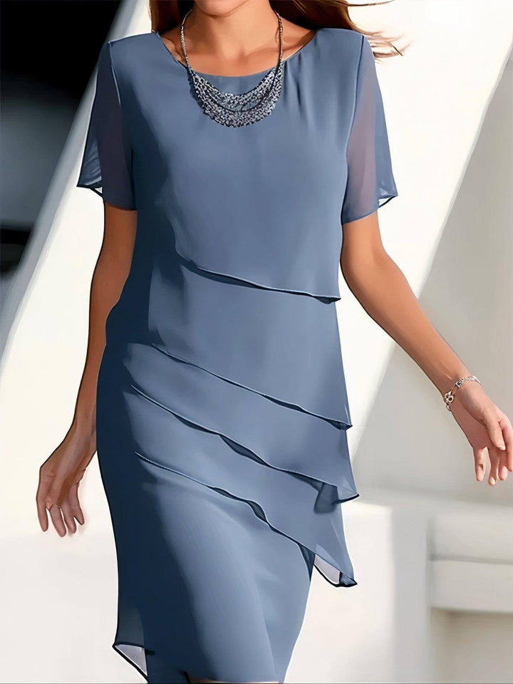 Women's Pleated Chiffon Midi Dress