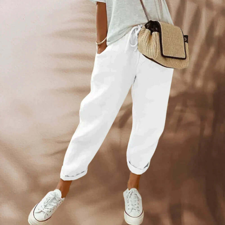 Women's Tailored Trousers with Tie Belt