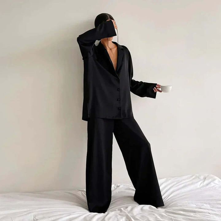 Women's Button-Up Shirt & Wide-Leg Pants