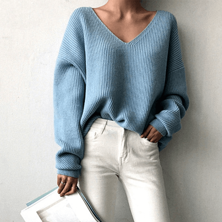 Women's Relaxed Fit V-Neck Sweater