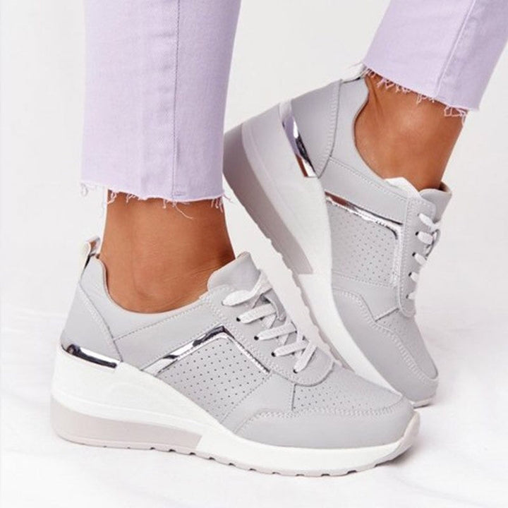 "Beige breathable leather women's shoes, sleek and trendy for everyday wear, perfect for matching any outfit."