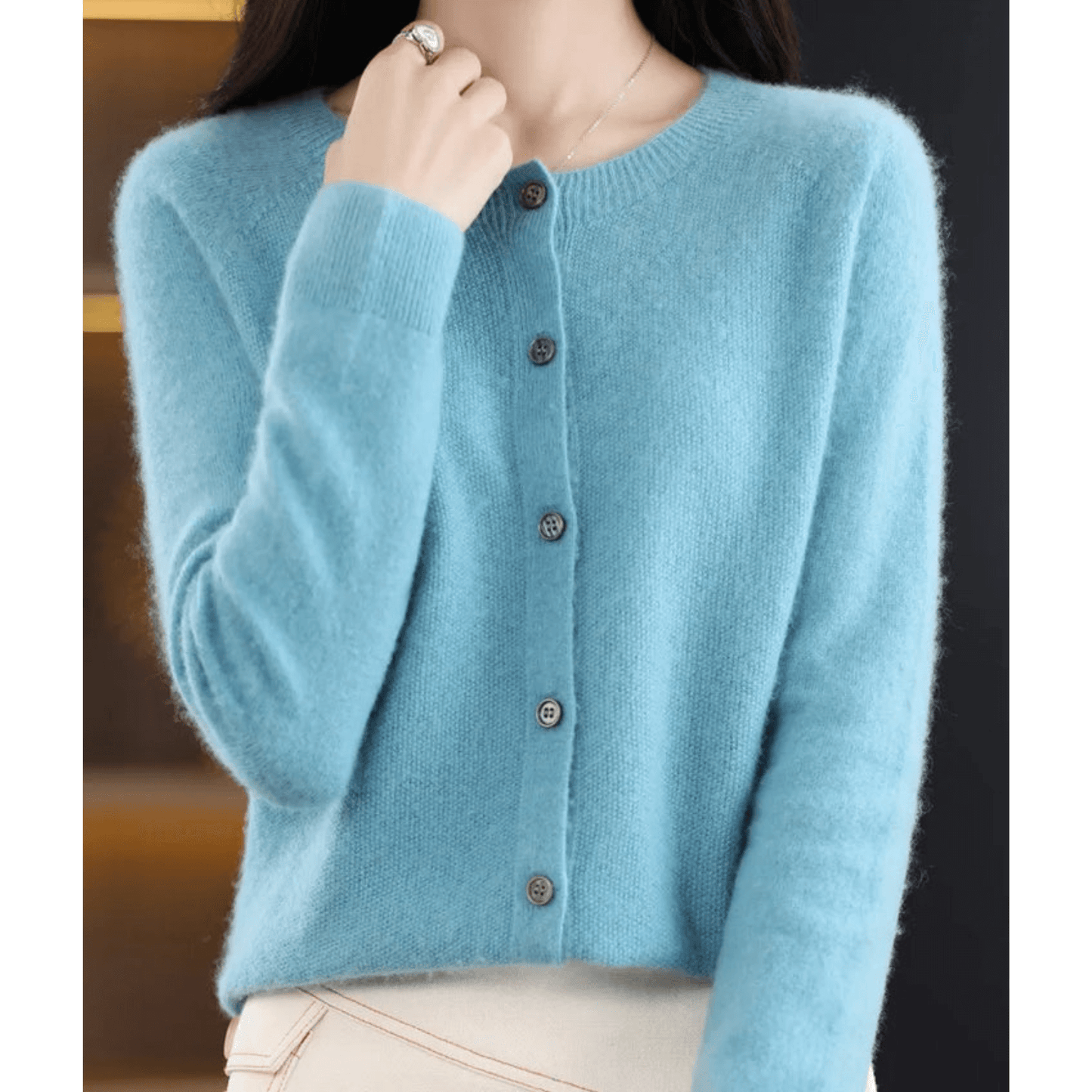 Women's Cashmere Cardigan with V-Neck