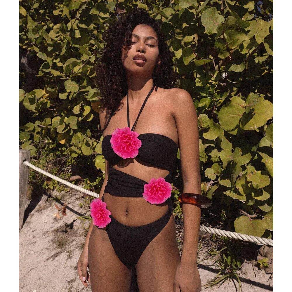 Floral Cut-Out Monokini Swimsuit