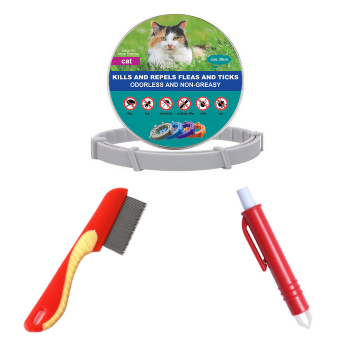 "Bio anti flea and tick collar for cats and dogs with eco-friendly protection, featuring natural oils and adjustable fit."