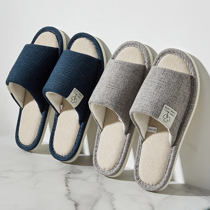 "Breathable open-toe house slides with non-slip sole in stylish colors for quiet indoor comfort, available for men and women.