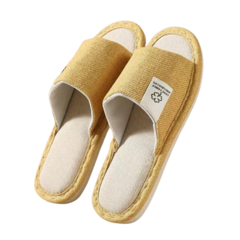 "Breathable open-toe house slides with non-slip sole in stylish colors for quiet indoor comfort, available for men and women.