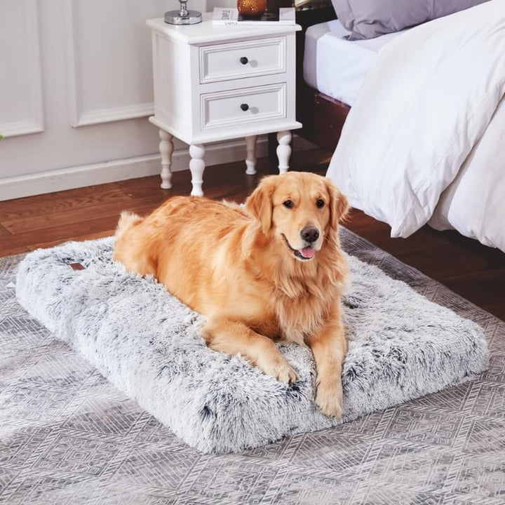 "Brown orthopaedic dog pillow for comfort, L-XXL sizes, offers optimal support and style in pet supplies."