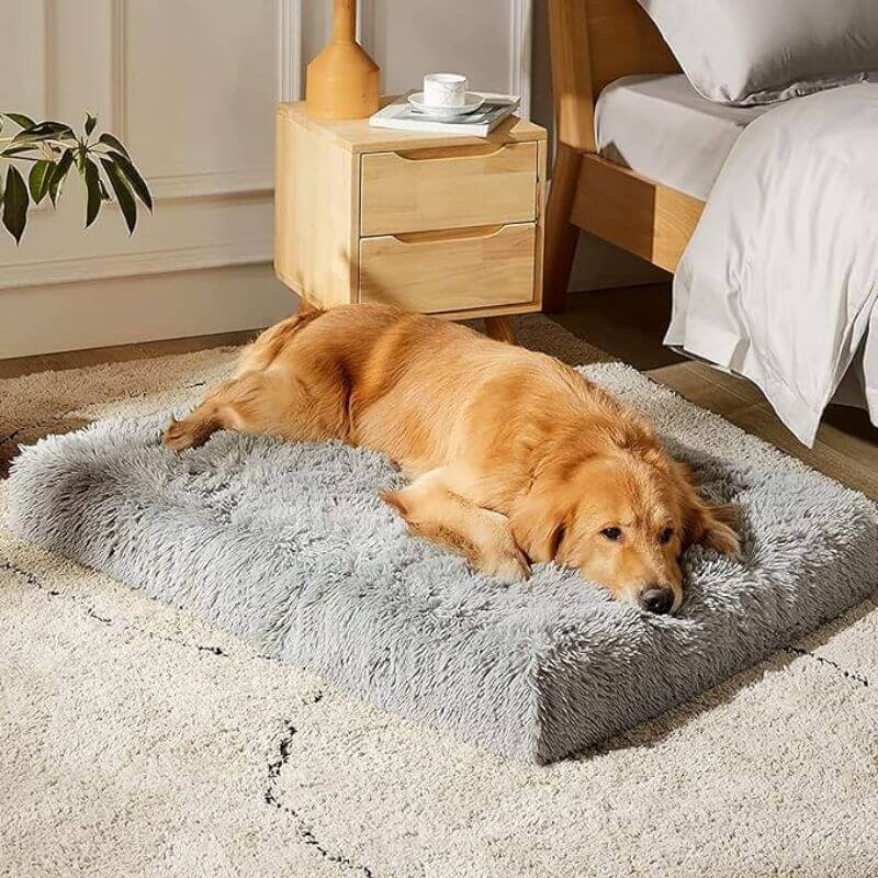 "Brown orthopaedic dog pillow for comfort, L-XXL sizes, offers optimal support and style in pet supplies."