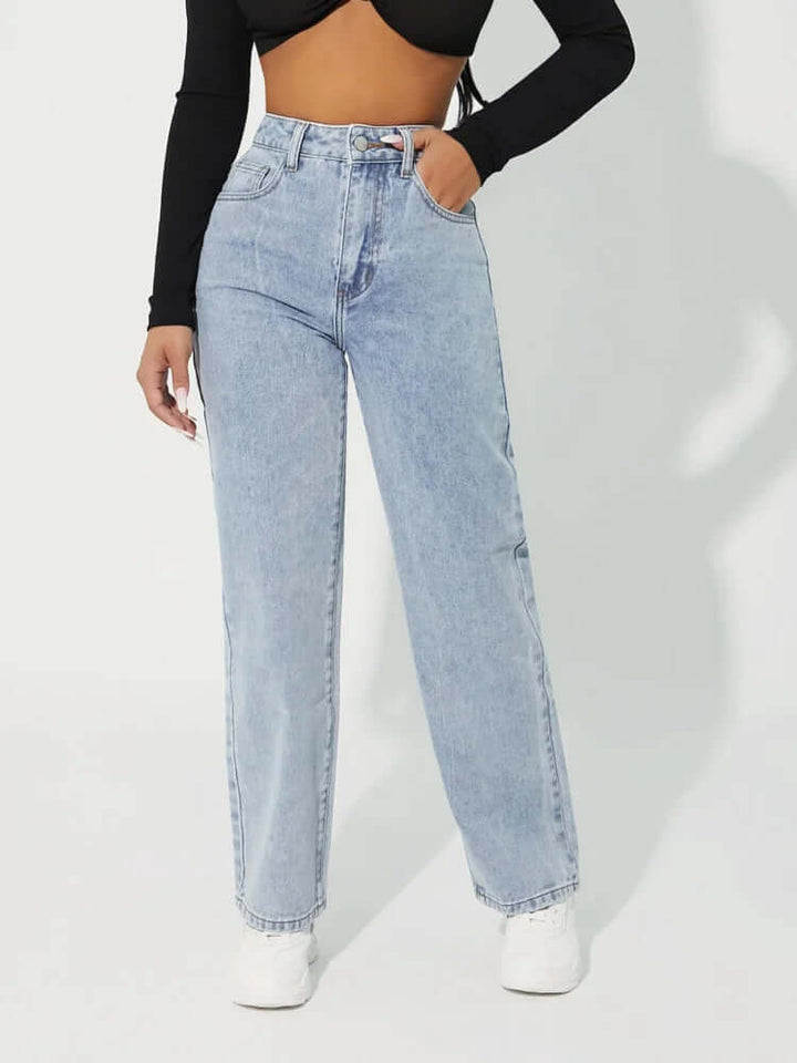 Women's High-Waisted Straight Jeans