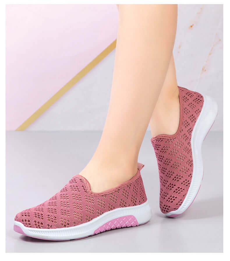 Women's Knit Slip-On Trainers - Breathable & Lightweight