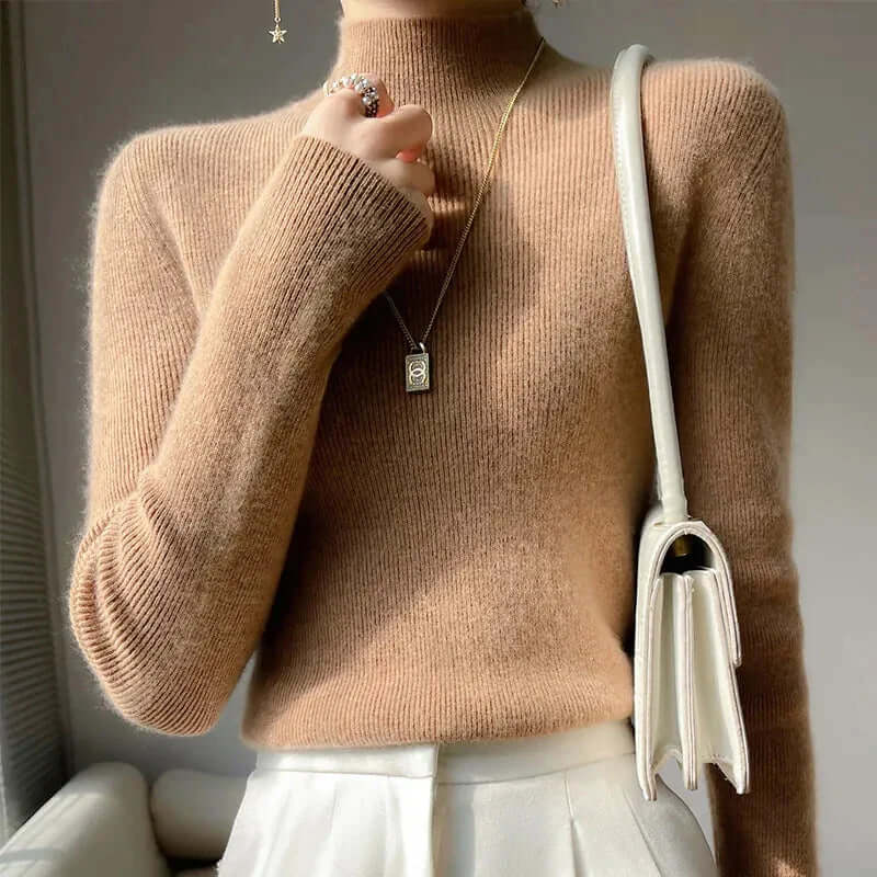 Women's Knitted Half Turtleneck Sweater