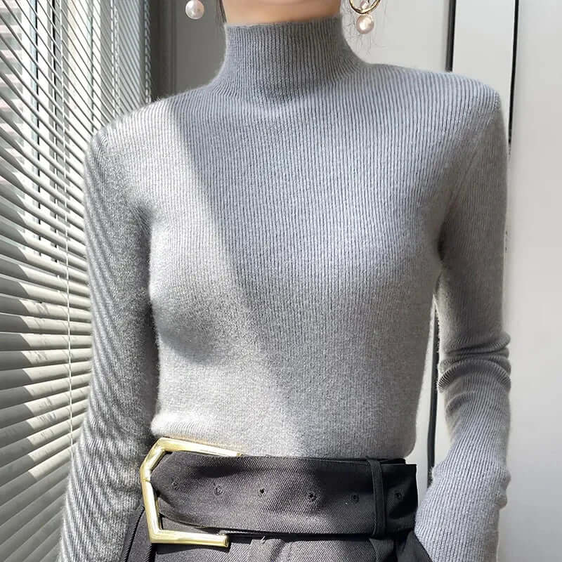 Women's Knitted Half Turtleneck Sweater
