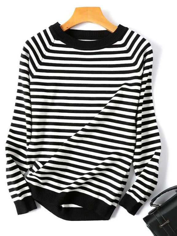 Women's Striped Knitted Pullover Sweater