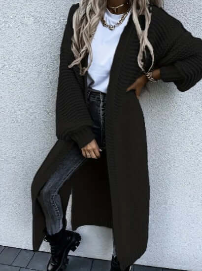 Women's Knitted Cardigan - Long Sleeve Open Front