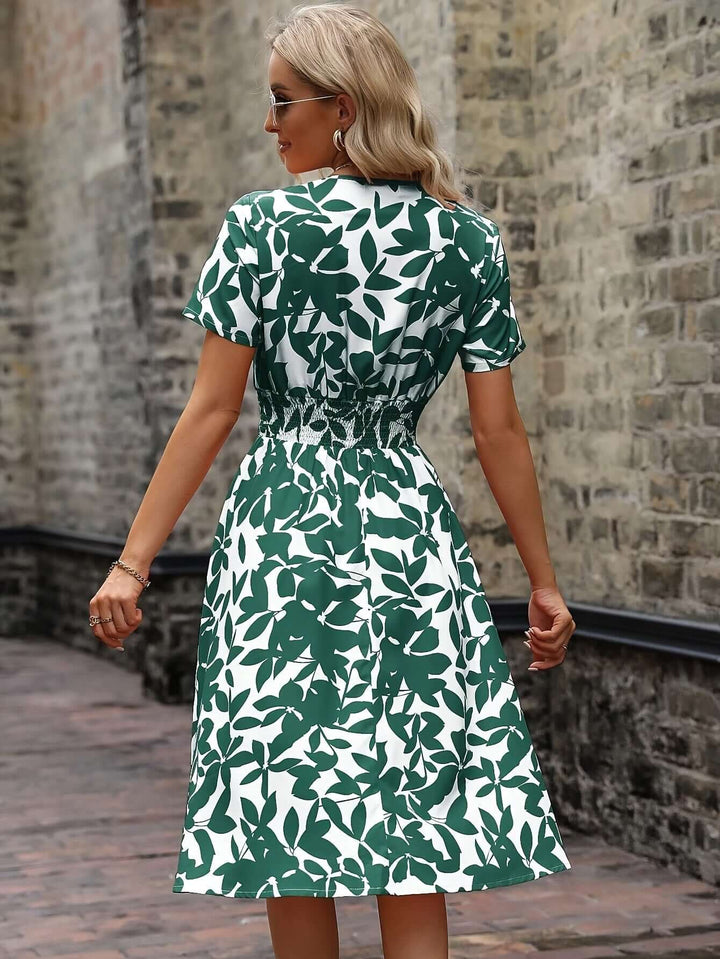 Women's Floral Print Smocked Midi Dress
