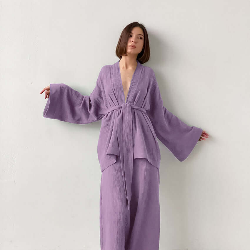 Women's Set - V-Neck Top & Trousers