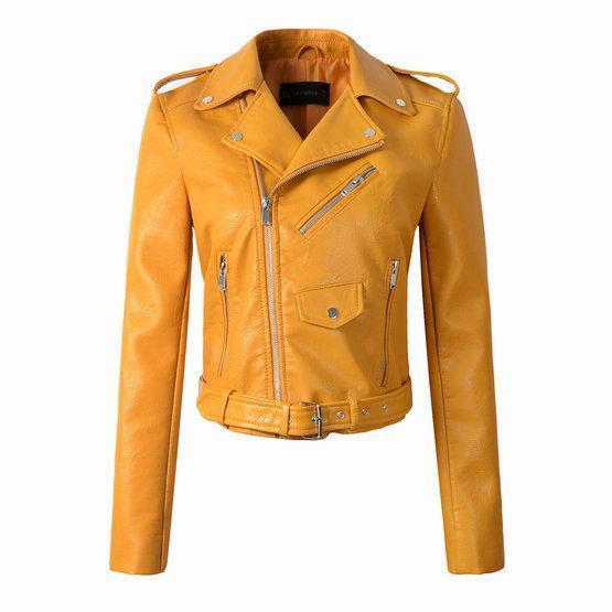 Women's Washed PU Leather Jacket